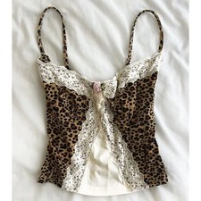 Women Coquette Y2K Aesthetic Cami Top Floral Lace Animal Print Halter Tank XS-XL picture