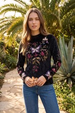 Johnny Was Carminia Bounce Velour Mock Neck Long Sleeve Top  J17125-O picture