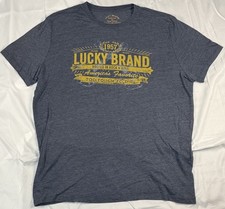 Lucky Brand Men’s XL T-Shirt 1957 Rooted in Rock N Roll Graphic Heather Blue picture