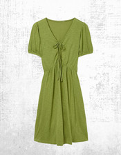 Womens Fat Face Nell Short Sleeve V-Neck Midi Dress in Olive Green picture