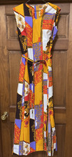 Vtg 60’s Alice Of California Slim Sheath Hostess Gown Maxi Dayglo Sz 8/10 picture