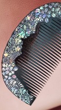 Vintage Traditional Japanese Kanzashi Hair Comb-Half Moon Kushi picture