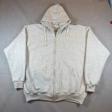 Vintage Pluma Gray Thermal Lined Zip Up Hoodie Mens XL Waffle Knit Sweatshirt picture
