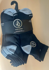 Volcom Men’s Socks 8 Pairs Size 6–12 Cushion Ankle/Quarter Black Gray NEW picture