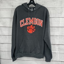 Champion Clemson Tigers Hoodie Mens Large Gray Pullover Sweatshirt NCAA Graphic picture