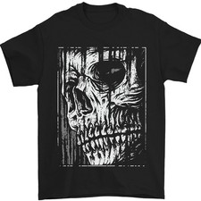 Grim Reaper Skull Gothic Biker Demon Mens T-Shirt picture