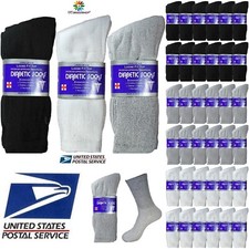 Lot of 1 3 6 12 Pair Men Loose Fit Diabetic Crew Socks Health Cotton 10-13 picture