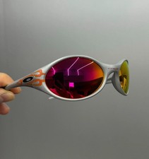 Vintage Oakley Eye Jacket Lightweight Polarized Red Lenses Gray Frames picture