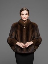 Women Real Mink Fur Jacket | Elegant Brown Winter Outerwear picture