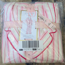 Victoria's Secret Flannel Button Pajama Set XL Pink/White/Red Stripe 27389711 picture