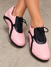 Pink & Black Athletic Sneakers With Quilted Design Lightweight & Flexible Sole F picture