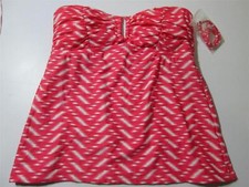 NWT Mossimo Womens Size S Tankini Red Wireless Lined Halter Removable Pads picture