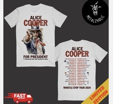 Vtg Alice Cooper Alice for President Whistle Stop Tour 2024 T-Shirt S-5XL picture