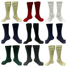 Mens Traditional Scottish Kilt Hose,Scottish Ribbed Socks Wool Blend Cuff Over picture