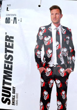 Suitmeister Bloody Skulls Halloween Suit Men's, 3pc Set, NEW, Ideal 4 Halloween picture