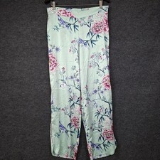 NEW Soma Women's Medium Satin Pajama Pants Wide Leg Large Colorful Garden Scene picture