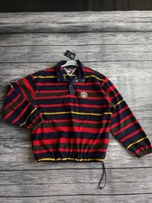 Vintage Tommy Hilfiger Striped Fleece Pullover XL 90s Colorblock Flag Logo picture