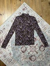 Barbara Bui Paris Vintage Y2K Printed Mock Neck Top Womens L Viscose Brown picture