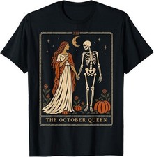 The October Queen Vintage Halloween Skeleton Tarot Card T-Shirt picture