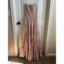 Vintage Y2K Betsey Johnson Pink Label Floral Smocked Tiered Maxi Dress P picture