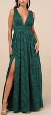 Lulus Sweet Sophistication Green Burnout Floral Maxi Dress Size M NWOT picture