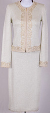ST.JOHN Women's Light Blue Metallic Gold Shimmer Studs Jacket NWT Dress Sz 4-6 picture