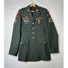 DSCP DeRossi & Son Army Green Coat Mens 39L Old Ironsides Patches Gold Buttons picture
