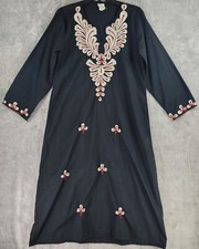 Pakistan Kurti Kurta Dress Womens Large Black Embroidered Indie Bollywood picture