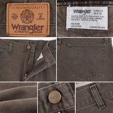 Wrangler Vintage Authentic Jeans Men 38x32 Brown 100% Cotton Made in USA 97601CF picture