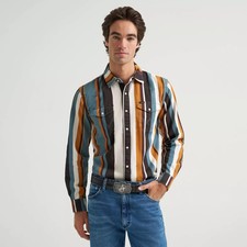 Wrangler Men's Striped Stampede Brushpopper Long Sleeve Western Shirt picture