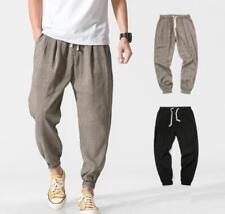 New Men's Casual Pants Spring/ Fall Elastic waistline Cotton Linen trousers gift picture