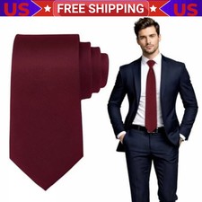 New Men's Dress Tie Solid Color Classic Neck Tie Necktie Wedding Formal USA picture