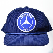Vintage Mercedes Benz Corduroy Hat Blue Zip Back Small/XS Fits 6-3/8 to 7 picture
