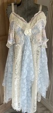 Fairy Dress Upcycled  Tattered Crochet Dress Women Teen Embellished Size Medium picture