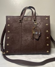 NEW NWT BETSEY JOHNSON Large Skull Embossed XOMATTIE Tote Bag Chocolate picture