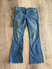 VTG Y2K Aeropostale BLING Womens Low Rise Hailey Skinny Flare Jeans 3/4 Curvy picture