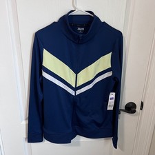 Zelos Womens Royal Blue Chevron Colorblock Full Zip Track Jacket Small New picture