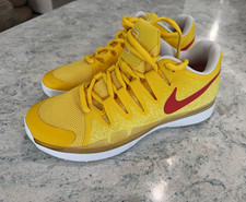 Rare Nike Custom Grass Court Tennis Shoes – Touring Yellow/Red/White Rubber Sole picture