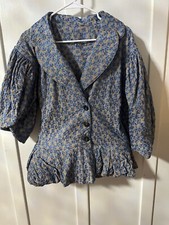 Kika Vargas Blue Floral Jacket Large Puff Sleave picture