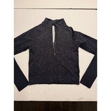 Lululemon Rest Less 1/2 Zip Pullover Black White Herringbone Size 4 Long Sleeve picture
