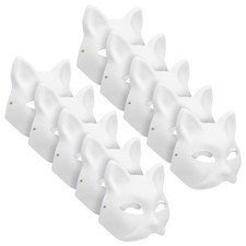 MAELSTROM 10Pcs Cat Masks Therian Mask White Animal Base Adults, A-10pcs  picture