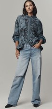 Anthropologie Pilcro Floral Drop Shoulder Flounce Ruffle Hoodie NWT $118 picture