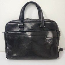 TIME RESISTANCE Men Bag Orlando Black Leather Laptop Briefcase picture