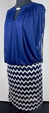 Perceptions NY Women's Dress Sz. 12 Sleeveless Blue Flowy Top Hugging Skirt picture