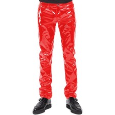 Men's Glossy PVC Vinyl Pants Punk Motorcycle Trousers Slim Fit Long Pants picture