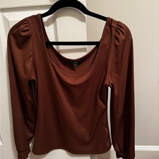 SHEIN Chocolate Brown Long Sleeve Blouse picture
