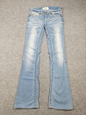 BIG STAR Jeans Womens 26 Blue Liv Boot Slim Bootcut Distressed 33 Inseam picture