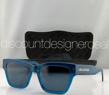 Balenciaga BB0307SA 004 Transparent Blue Grey Square Acetate Sunglasses 56mm NEW picture