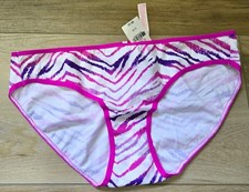NWT Vintage Victoria's Secret PINK Zebra Cotton Extra Low Rise Bikini Panties L picture