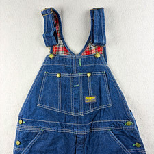Vintage OshKosh B’Gosh Denim Bib Overalls Union Made USA Plaid Lined 34/2 picture